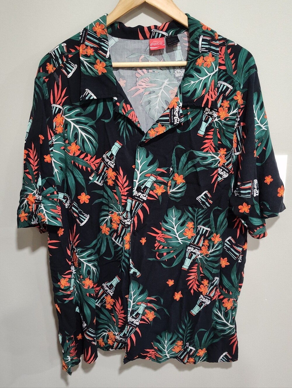 Vintage Coca Cola Hawaiian Aloha Shirt Button Down Short Sleeve - Men's Size XXL